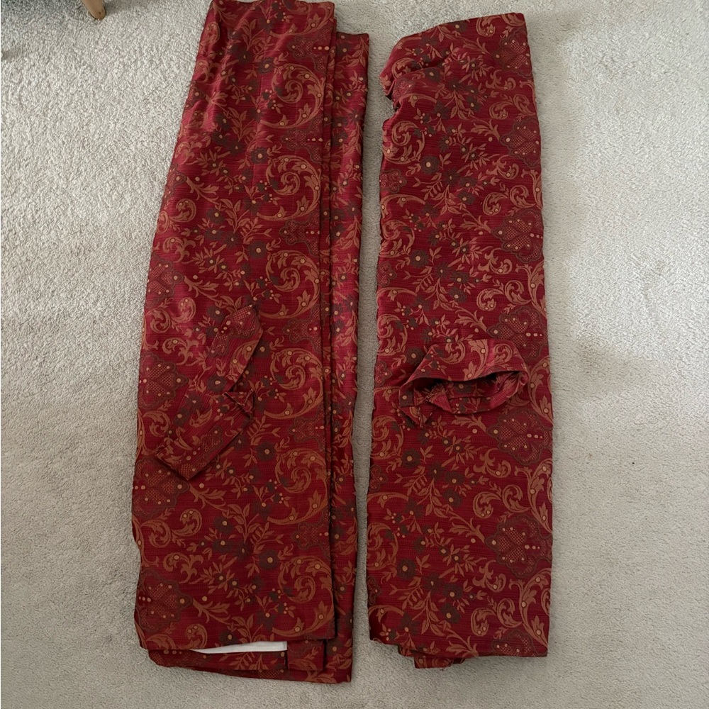 4 Red and Gold Patterned curtains
